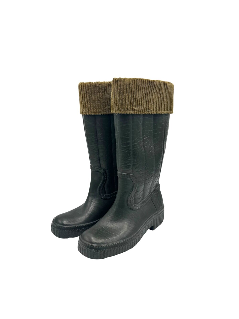 Dark Green Aigle Boots with Fuzzy Interior, Size 37 (EU)